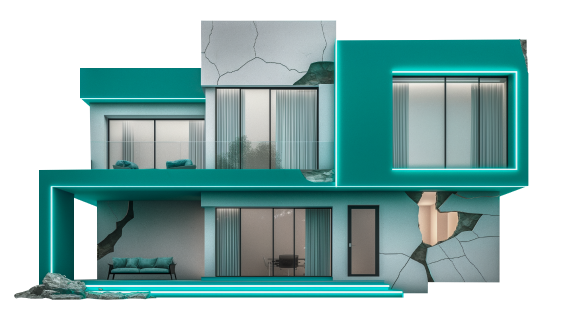 Home with cracks illustration