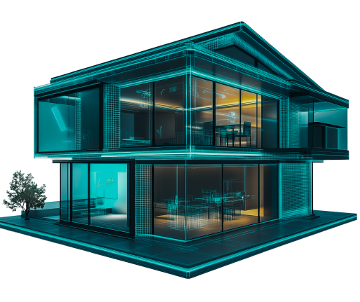 Transparent house 3D rendering